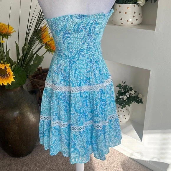 Lilly Pulitzer Strapless Dress in Sky Blue Floral - Picture 6 of 9